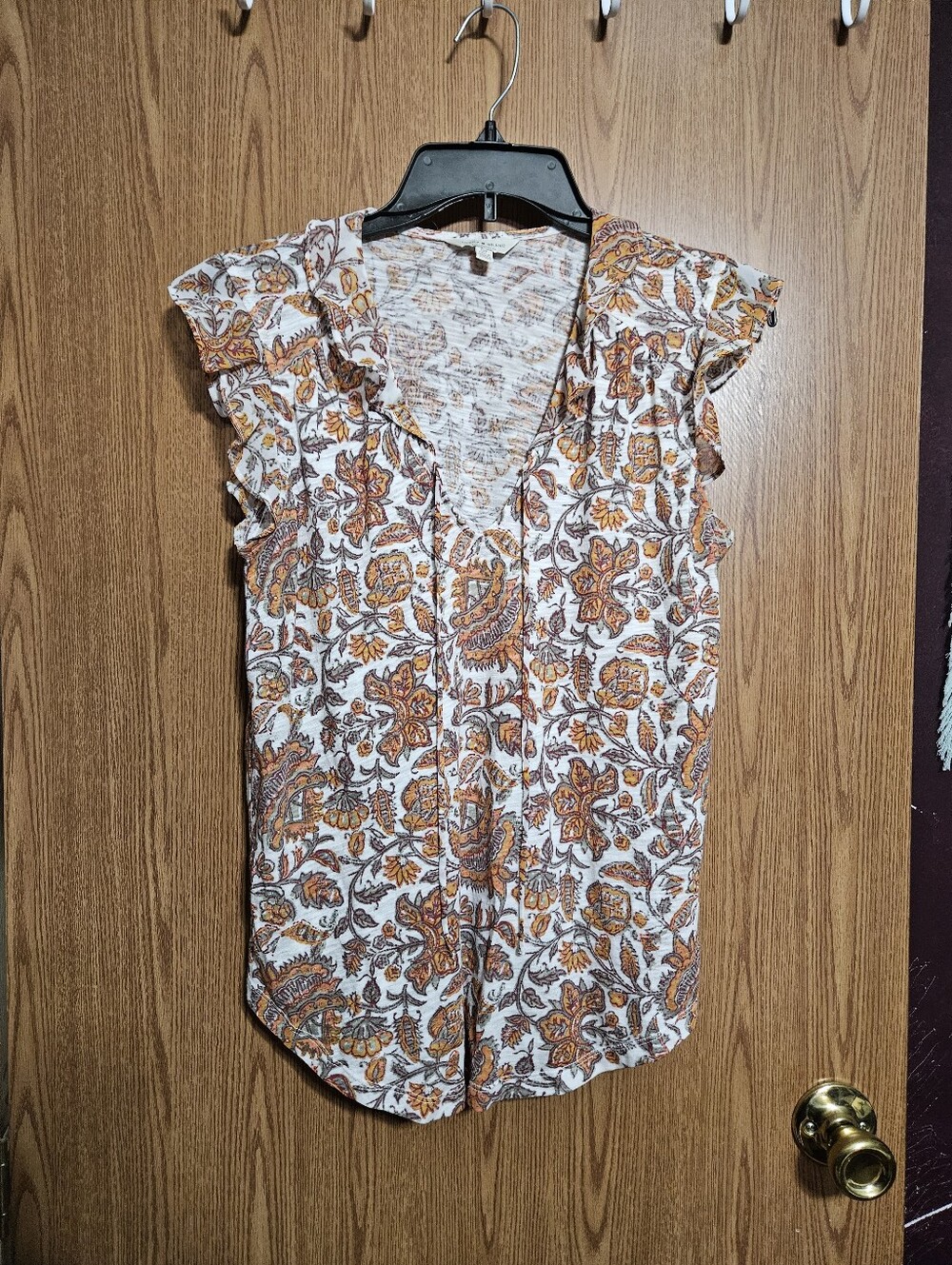 Lucky Brand Womens Floral Ruffle Cap Sleeve Tank Top Size Small!